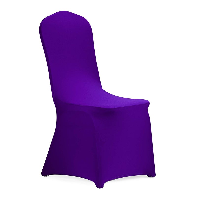Peomeise Stretch Spandex Chair Cover for Wedding Party Dining Banquet Event (Purple, 25) - Image 1